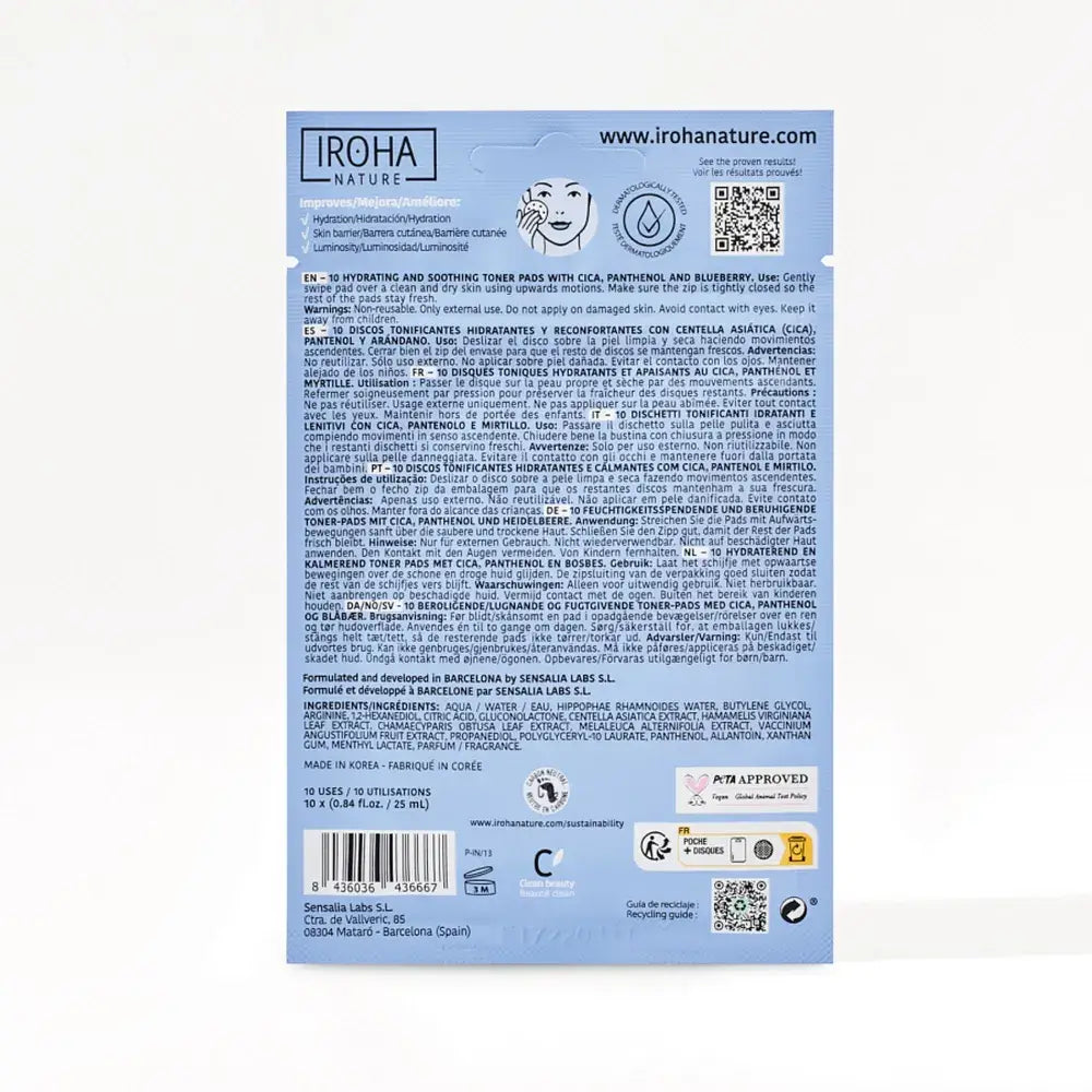 Discos Tónicos Hidratantes Iroha Nature, 10 unid.