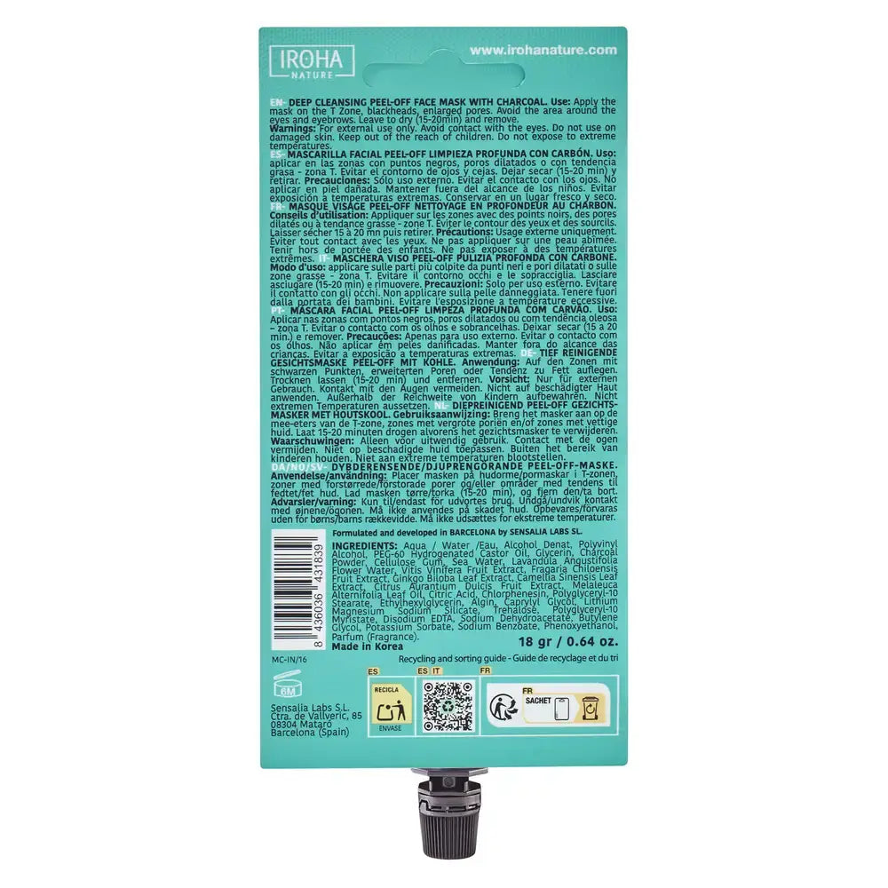 Iroha Nature Máscara de Limpeza Profunda - Carvão Vegetal , 18 gr