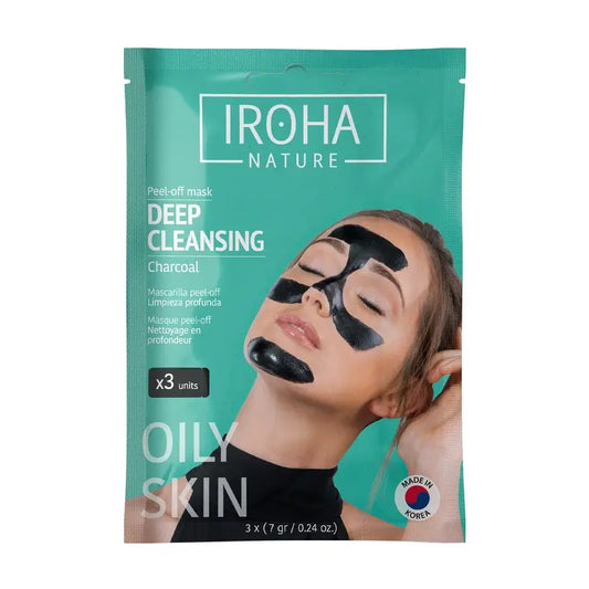 Máscara de carvão vegetal de limpeza profunda Iroha Nature Peel Off, 3 unidades, 1 grama