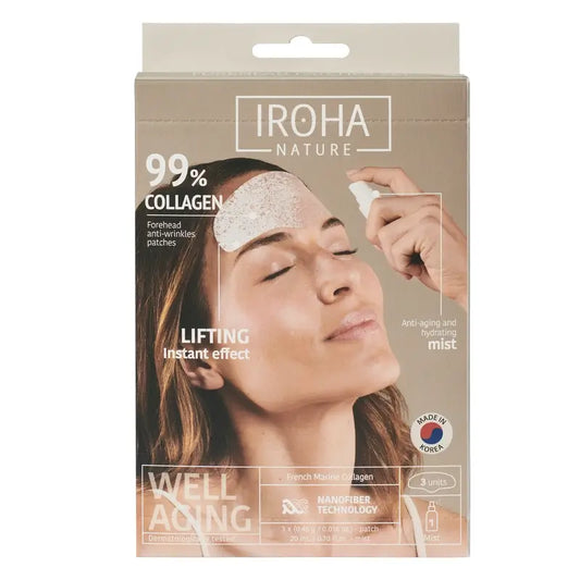 Pensos para a testa Iroha Nature 99% colagénio (3 peças + 1 névoa) , 3 pares