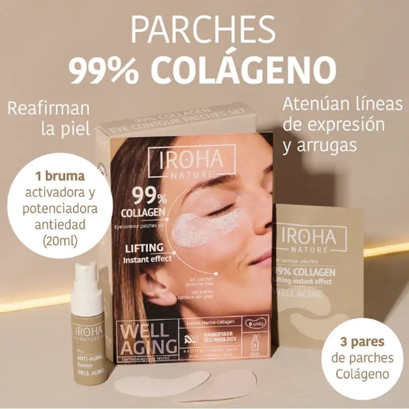 Iroha Nature 99% Collagen Eye Patches 6 unidades + Activating Mist 20 Ml