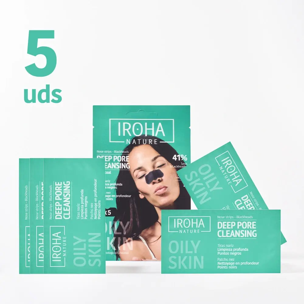 Iroha Nature Tiras de Limpeza Profunda para o Nariz Cravos Pretos - Carvão Vegetal, 5 unid.
