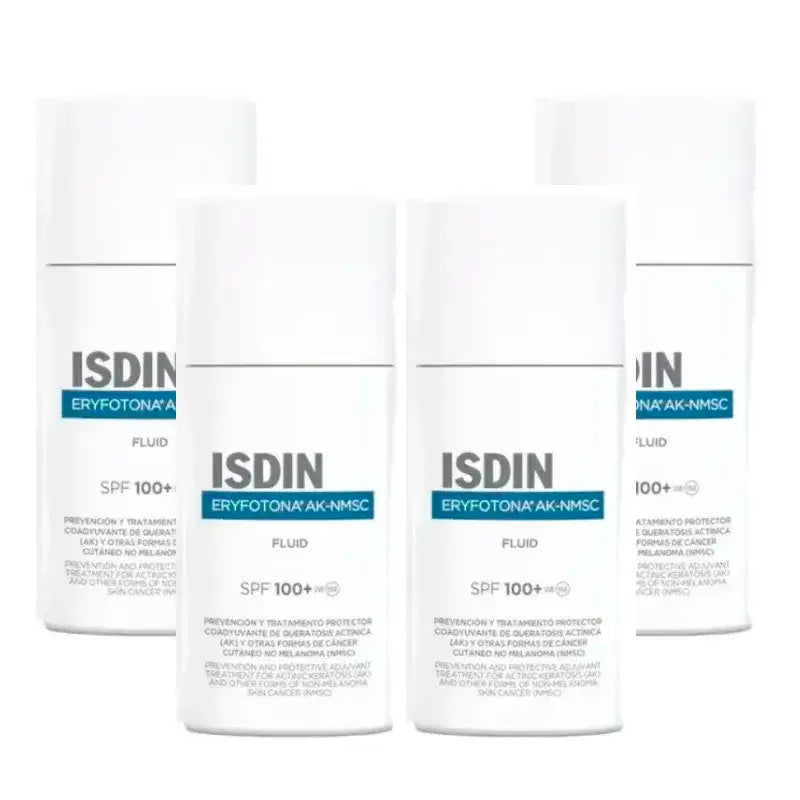 Isdin Fotoprotector Eryfotona AK-NMSC Fluido SPF 100+, Embalagem 4 x 50 Ml