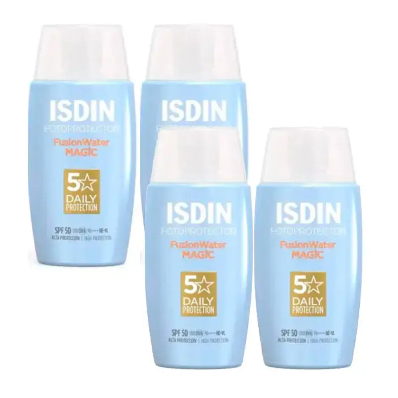 Isdin Fotoprotector Fusion Water Magic Fotoprotector SPF 50, Embalagem 4 x 50 Ml
