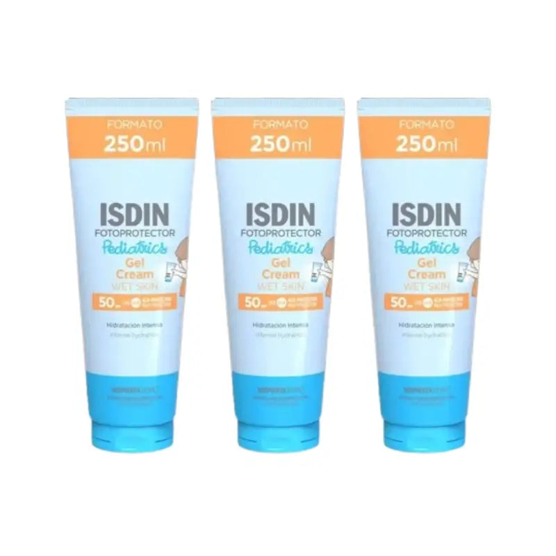 Isdin Fotoprotector Pediatrics Gel Creme para Pele Húmida Spf 50+, 3X250 Ml