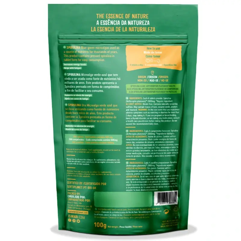 Iswari Spirulina Bio Es, 200 Comprimidos de 100g