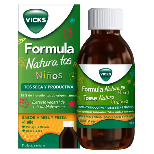 Vicks Formula Natura Xarope para a Tosse Infantil Mel Sabor Morango, 140 ml