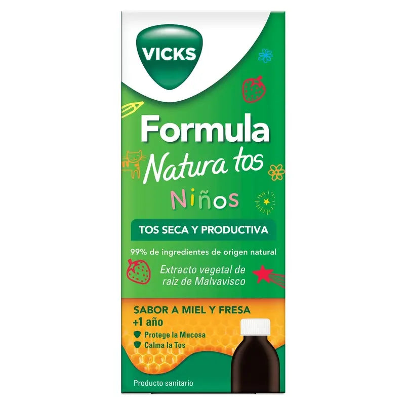 Vicks Formula Natura Xarope para a Tosse Infantil Mel Sabor Morango, 140 ml