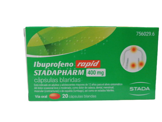 Stadapharm Ibuprofen Rapid 400 mg, 20 cápsulas