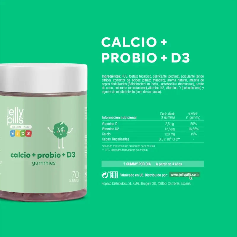 Jelly Pills Caclium+D3+K2+Propbio Kids , 70 gomas