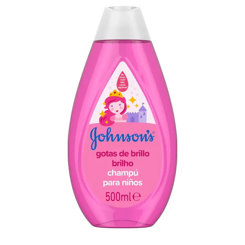 Johnson's Baby Champô Gotas de Brilho para Crianças, com Óleo de Argão, Cabelo Brilhante, Suave e Sedoso, 500 ml