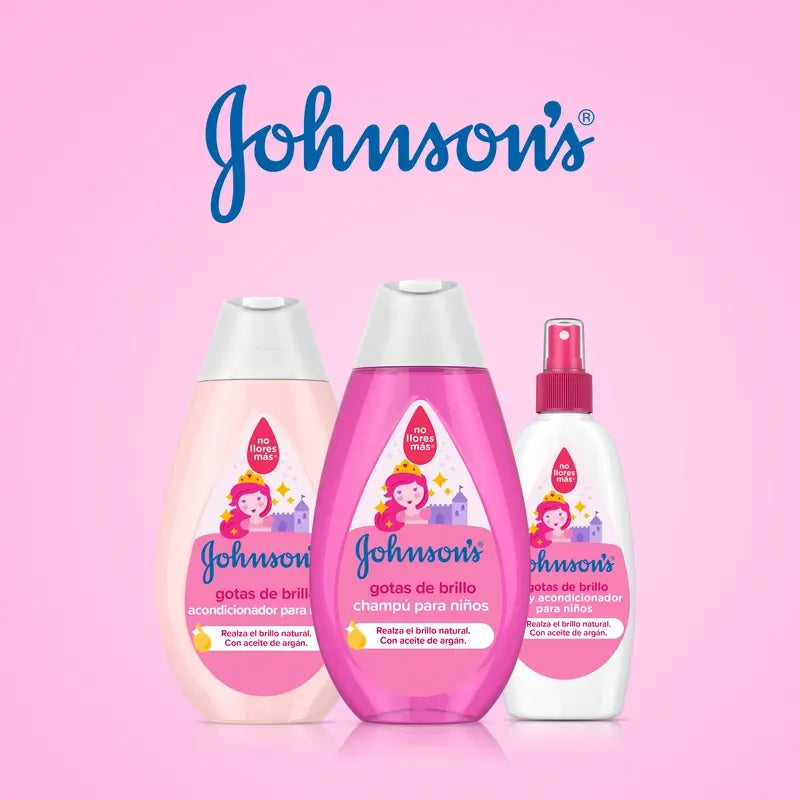 Johnson's Baby Champô Gotas de Brilho para Crianças, com Óleo de Argão, Cabelo Brilhante, Suave e Sedoso, 500 ml