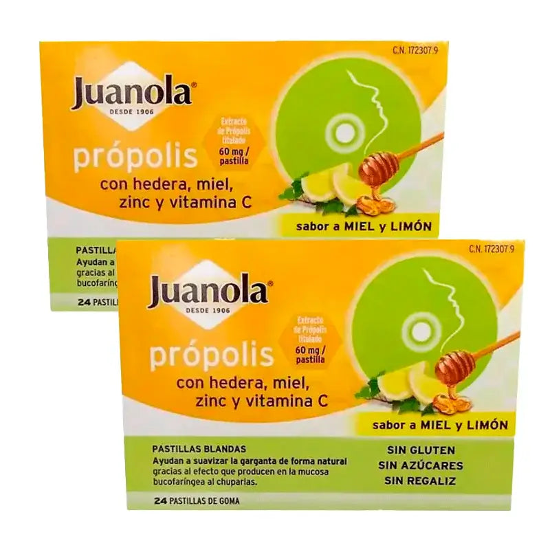 Juanola Própolis Soft Tabs Limão e Mel Pack 2 x 24 unidades