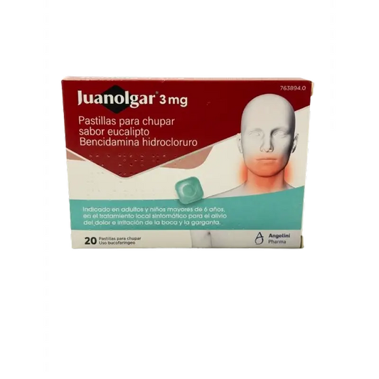 Juanolgar 3 Mg Pastilhas com sabor a eucalipto, 20 pastilhas