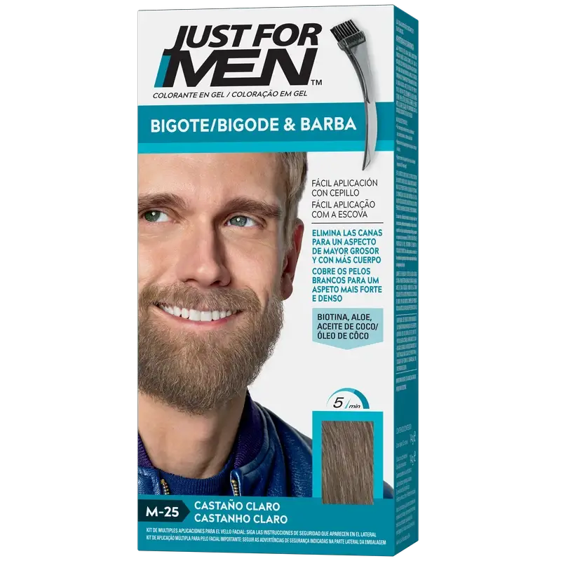 Just For Men Bigote y Barba Castaño Claro Natural M-25