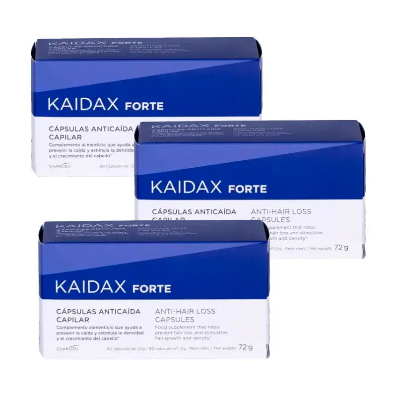 Kaidax Forte Anti-Queda de Cabelo, Embalagem 3 x 60 Cápsulas