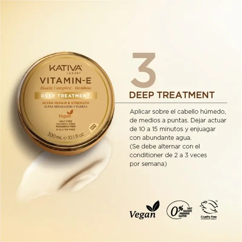 Kativa Máscara de Bambu com Vitamina E e Biotina, 300 ml