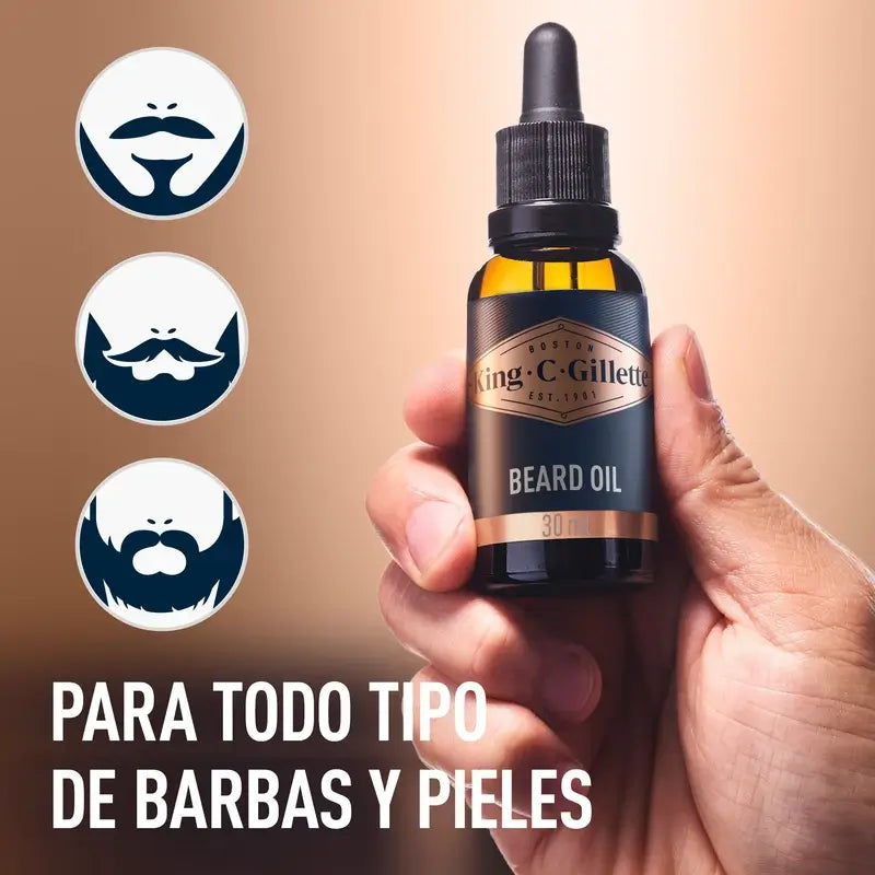 King C. Gillette óleo de barba para homem com aroma vegetal, 30 ml