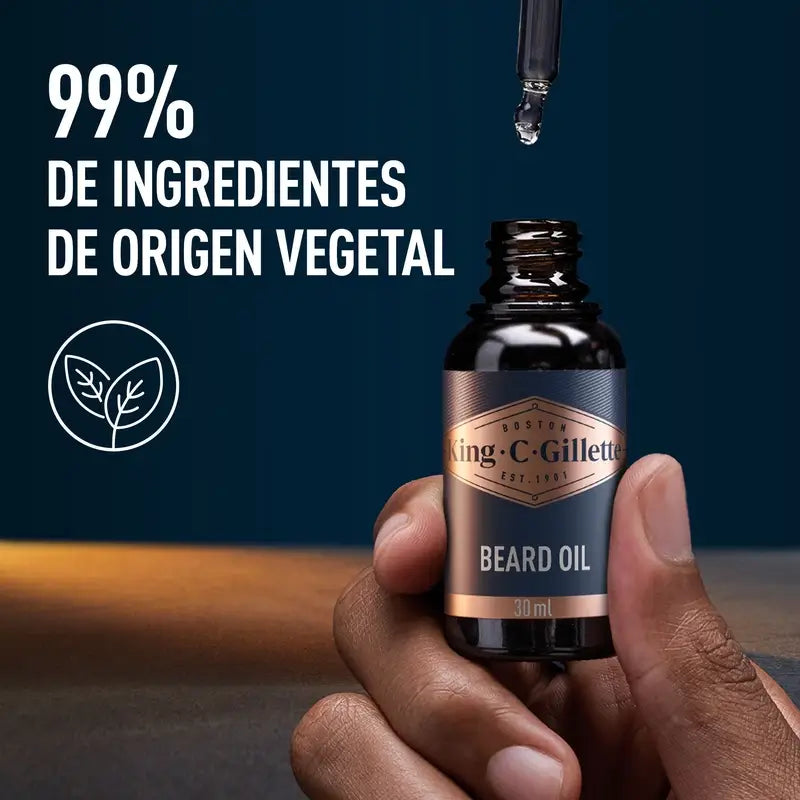 King C. Gillette óleo de barba para homem com aroma vegetal, 30 ml