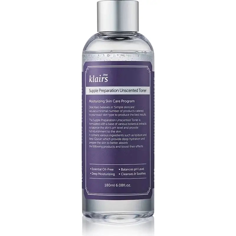 Klairs Supple Preparation Tónico sem perfume, 180 ml