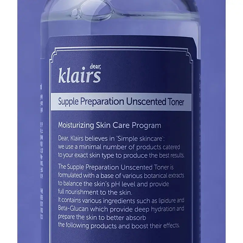 Klairs Supple Preparation Tónico sem perfume, 180 ml