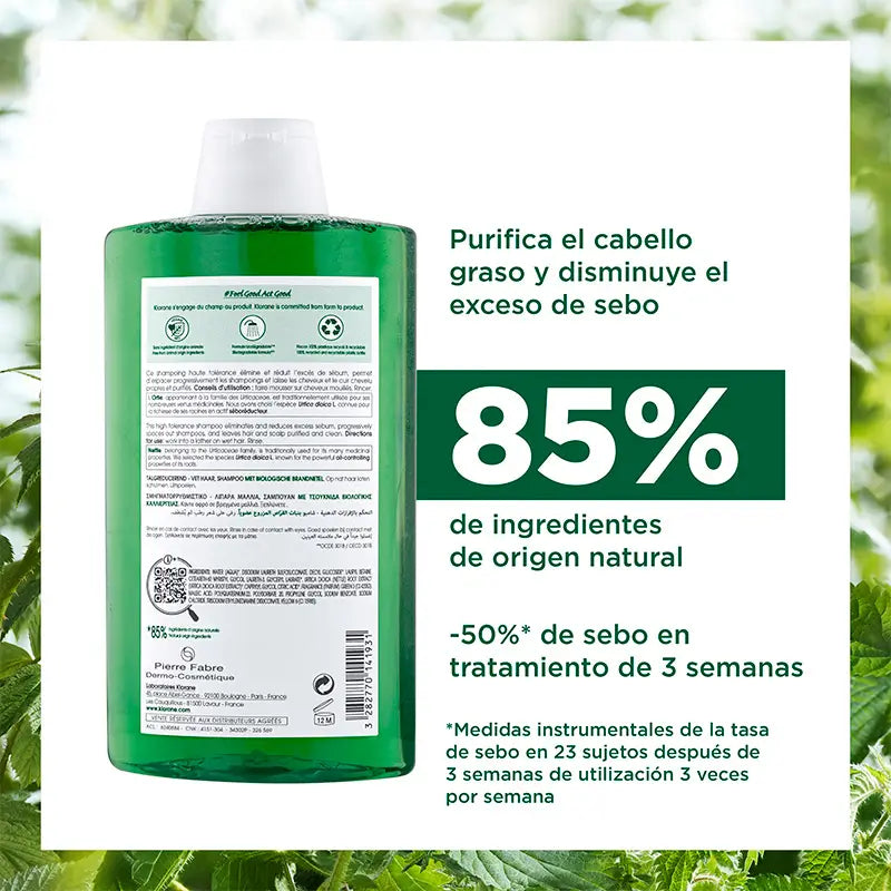 Champô de Urtiga Orgânica Klorane, 400 ml