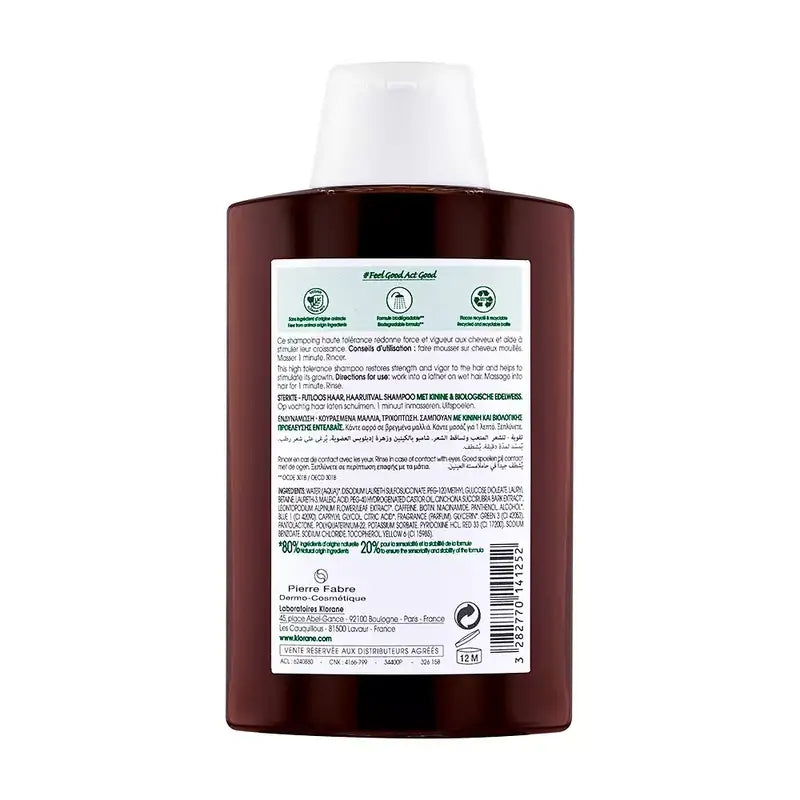 Klorane Organic Quinine & Edelweiss Shampoo, 200 ml