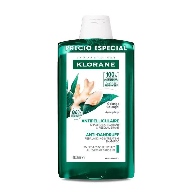 Klorane Champô de Tratamento Anti-Caspa Reequilibrante A La Galanga, 400 ml