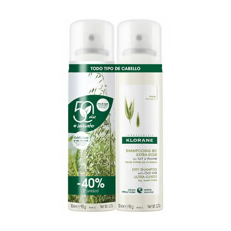 Champô seco de aveia Klorane 2 x 150 ml 40% de desconto