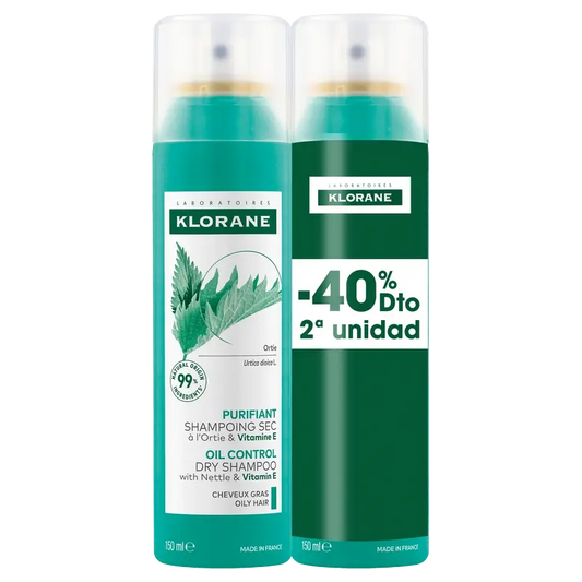 Klorane Champô seco de urtiga para cabelos oleosos 2x150ml 40% OFF