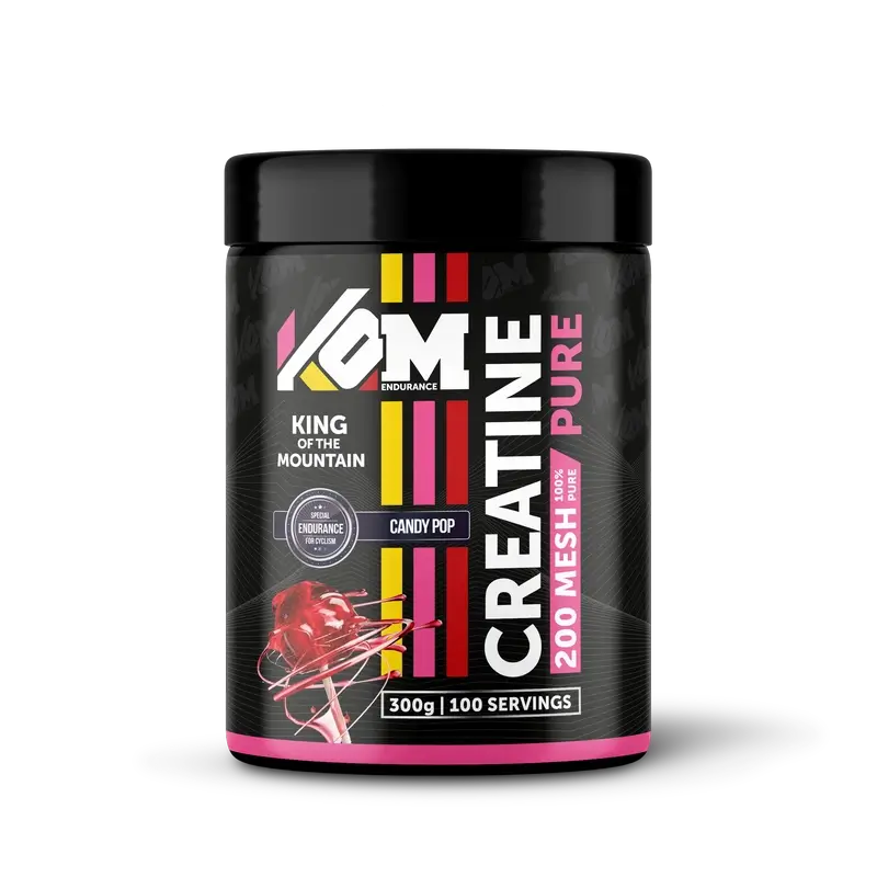 Kom Endurance Creatina Nutrição Desportiva, frasco de 300g de cretinina com sabor a chupa-chupa