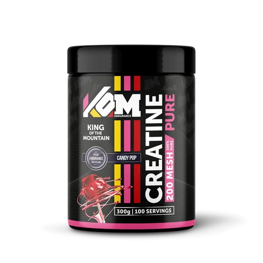 Kom Endurance Creatina Nutrição Desportiva, frasco de 300g de cretinina com sabor a chupa-chupa