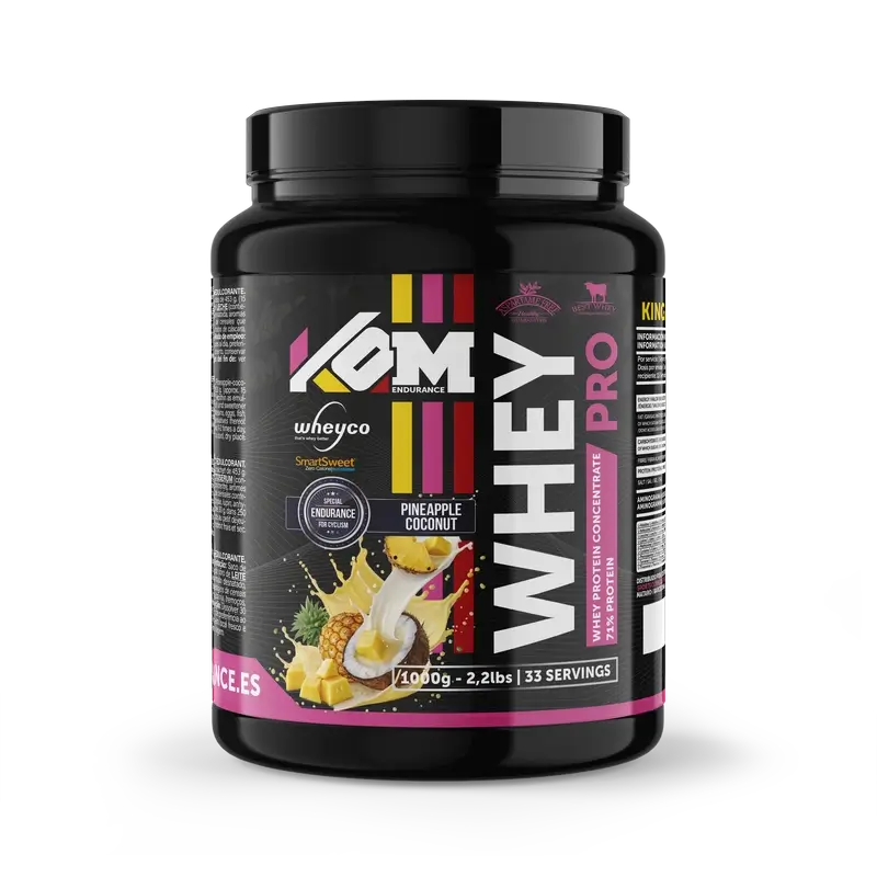 Kom Endurance Proteins Sports Nutrition , 1kg de proteína de soro de leite em lata sabor a ananás e coco