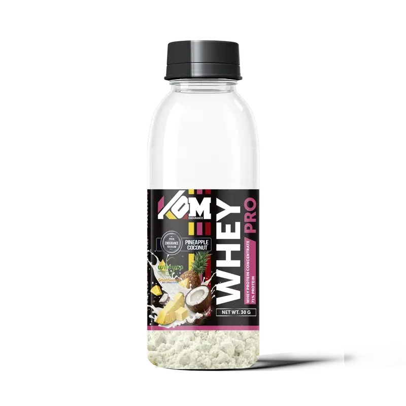 Kom Endurance Proteins Sports Nutrition , frasco de dose única de proteína de soro de leite 30g sabor ananás-coco