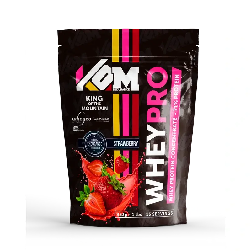 Kom Endurance Proteins Sports Nutrition , saqueta de proteína de soro de leite 453 g sabor a morango