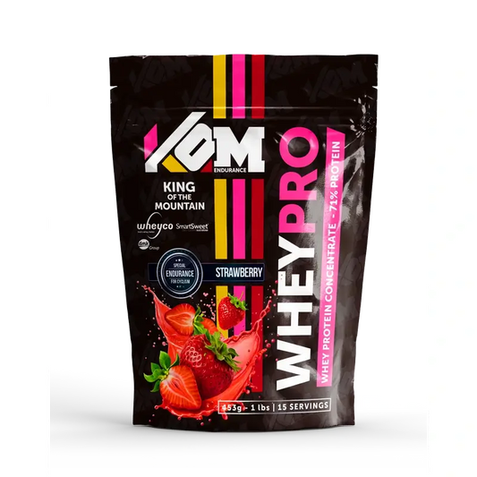 Kom Endurance Proteins Sports Nutrition , saqueta de proteína de soro de leite 453 g sabor a morango