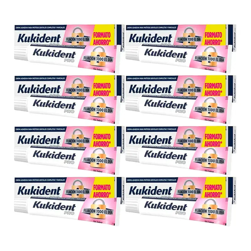 Kukident Pro Creme Adesivo para Dentaduras Completas, Embalagem 8 x 70 G