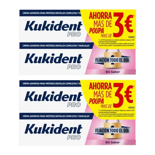 Kukident Pro Cola sem sabor para todo o dia, embalagem de poupança, 4X47 gr