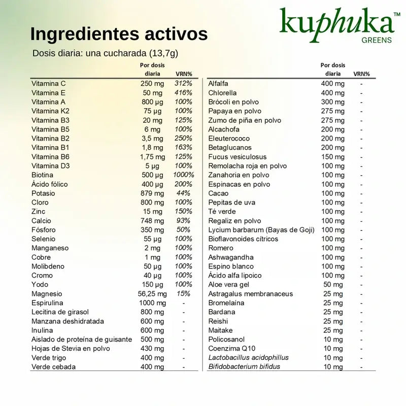 Kuphuka Greens Suplemento Nutricional 100% Natural e Holístico Maçã e Baunilha, 411 gramas