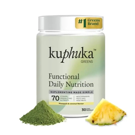 Kuphuka Greens Suplemento Nutricional 100% Natural e Holístico Ananás e Coco, 411 gramas