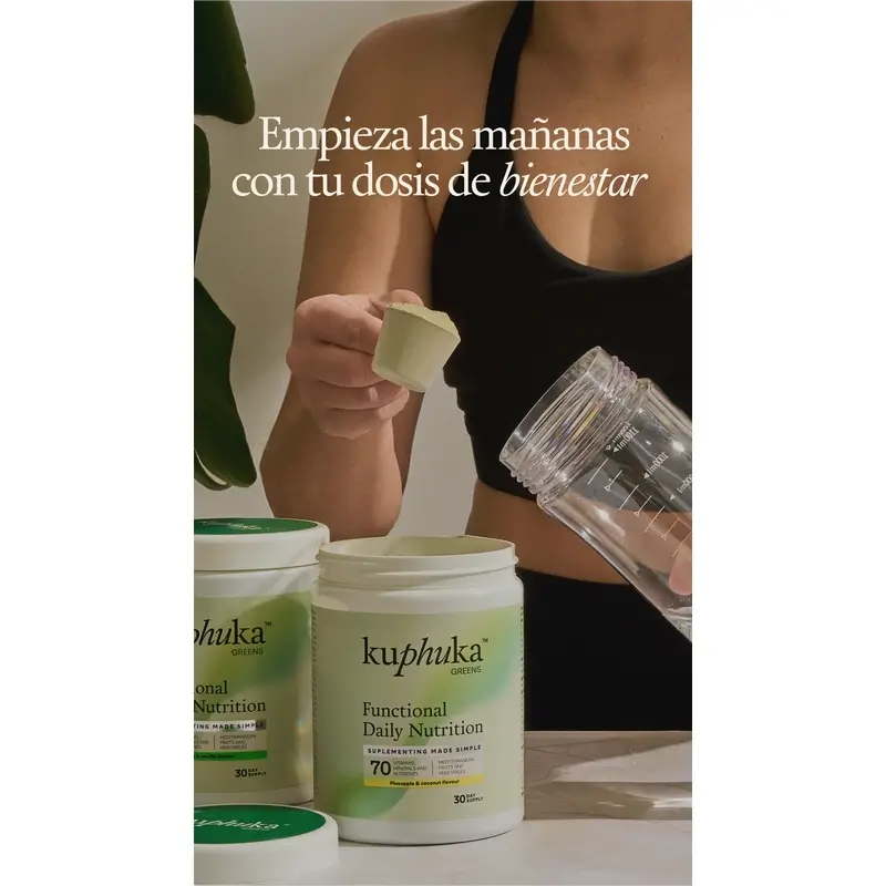 Kuphuka Greens Suplemento Nutricional 100% Natural e Holístico Ananás e Coco, 411 gramas