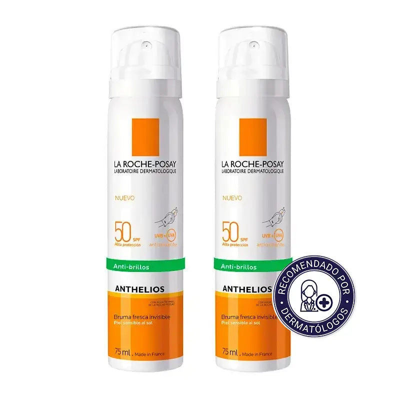 La Roche-Posay Anthelios Facial Mist Pack SPF 50 Protetor solar Rosto Pele Sensível, 2X75 ml