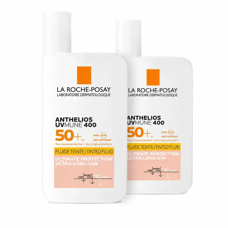 La Roche Posay Anthelios UVMune 400 SPF50+ Fluido colorido, embalagem com 2 x 50 ml