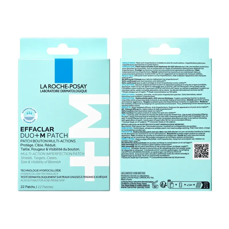 La Roche-Posay Effaclar Duo+M Invisible Patches Anti-Imperfeições e Anti-Manchas , 22 unidades