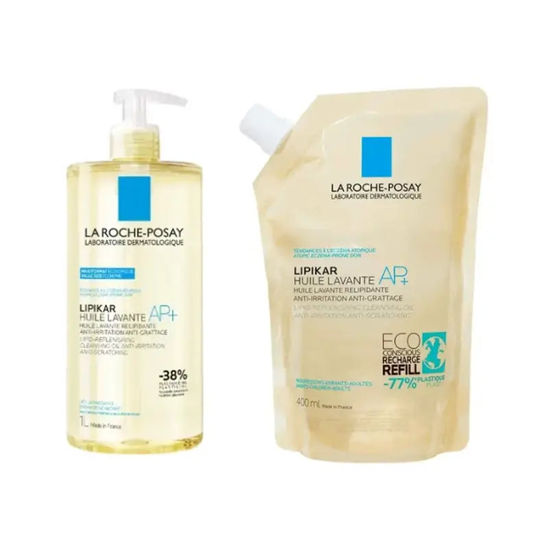 La Roche Posay Lipikar Óleo de Limpeza Ap+ 1000 ml + Recarga , 400 ml