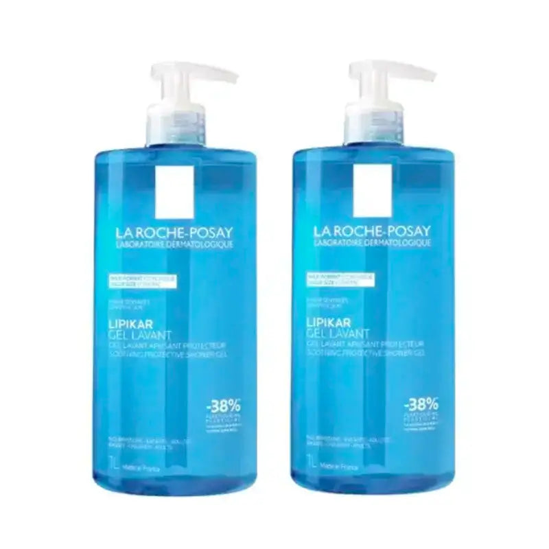 La Roche Posay Lipikar Gel de Duche Fisiológico Indicado para peles sensíveis e secas , Embalagem 2 x 1000 ml