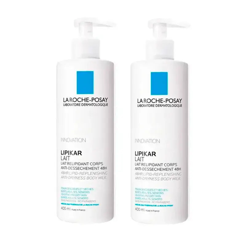 La Roche Posay Lipikar Leite, embalagem de 2 x 400 ml