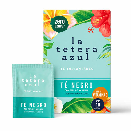 La Tetera Azul Chá Preto Frio Sabor a Manga. Pó para infusão a frio caixa de 10 saquetas