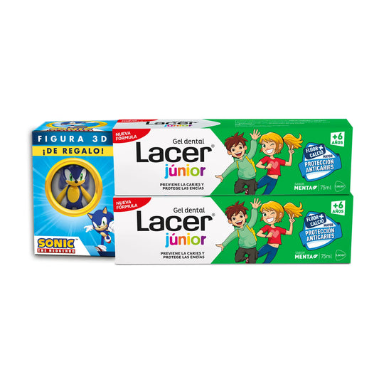 Conjunto de oferta Lacer Duplo Junior Mint Gel 75 ml + Sonic Figure