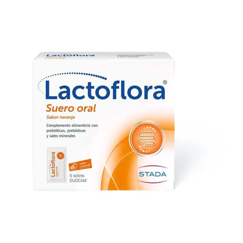Lactoflora Soro Oral com Probióticos, Prebióticos e Sais Minerais Sabor a Laranja , 6 saquetas